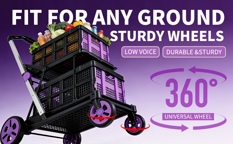 Two Tier Cart with 2 Storage Crates 360° Swivel Wheels, for Garden, Patio and Yard Use, with the Listed Configuration — image