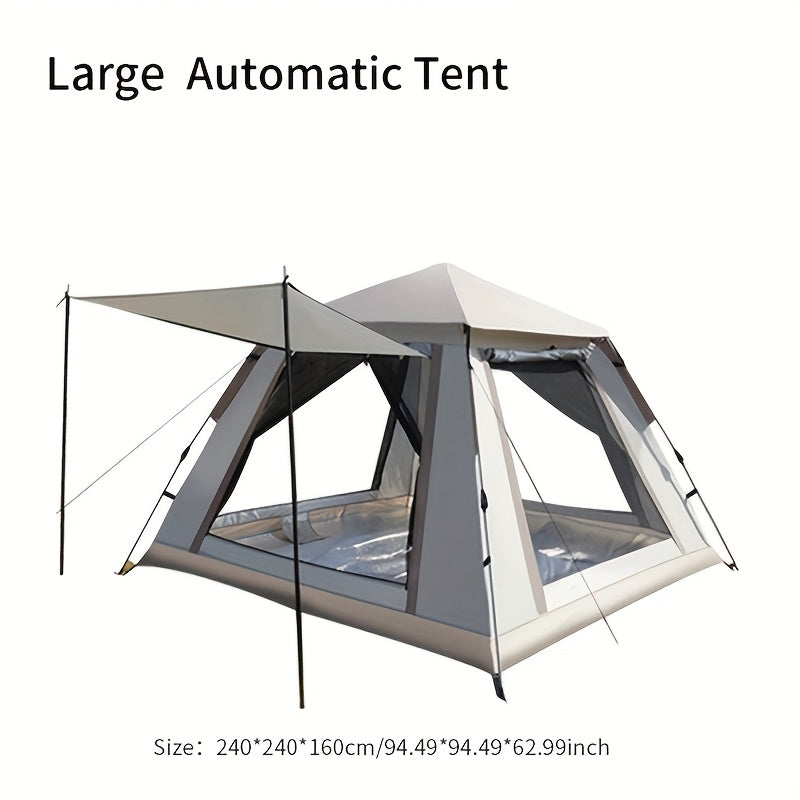 Camping Tent 4-6 Person Automatic White Shelter with Four-Sided Ventilation and Zipper Entry — image 3