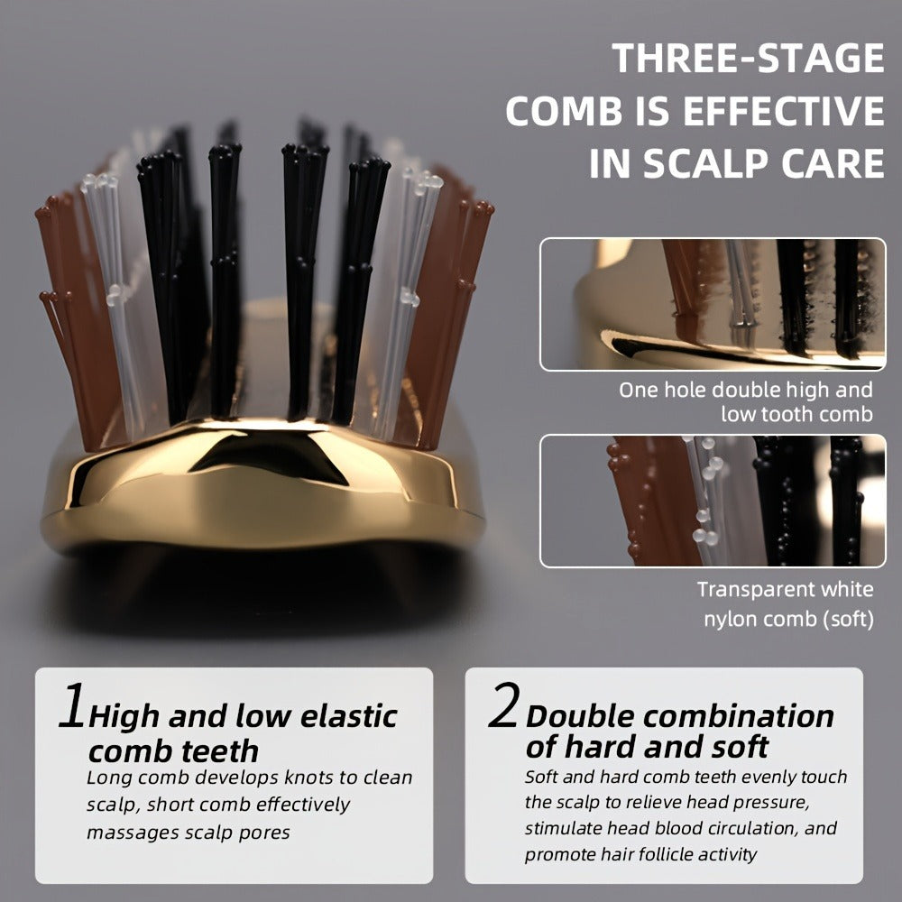 Air Cushion Comb Scalp Massage Brush Anti-Static Detangling Hair Comb Electroplated Flexible Cushion Pins Frizz Control Stimu