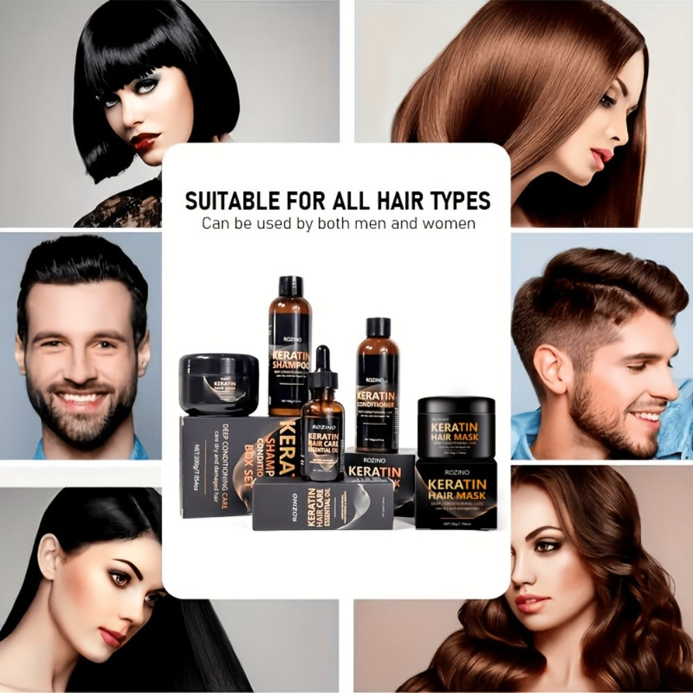 Five-Piece ROZINO Keratin Hair Care Set with Shampoo, Conditioner, Mask and Oil Container Formats — image 11