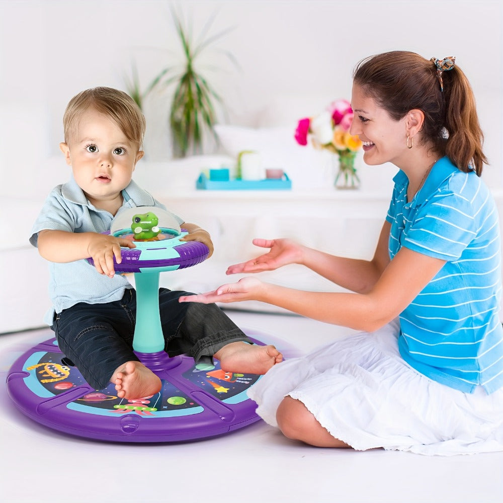 Dinosaur Sit and Spin Toy for Toddlers with Music & LED Flash Lights, 360° Spinning Seat Interactive Sensory Toy for Kids 18 