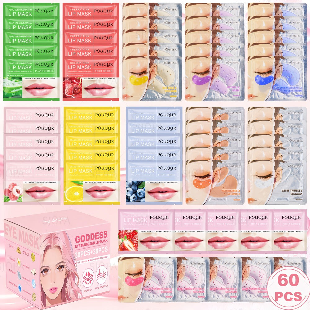 Rose Honey Strawberry Face Mask Set Eye Lip Masks Fruit Extract All Skin Types Skincare Gift Set 32pcs / 60pcs — image 8