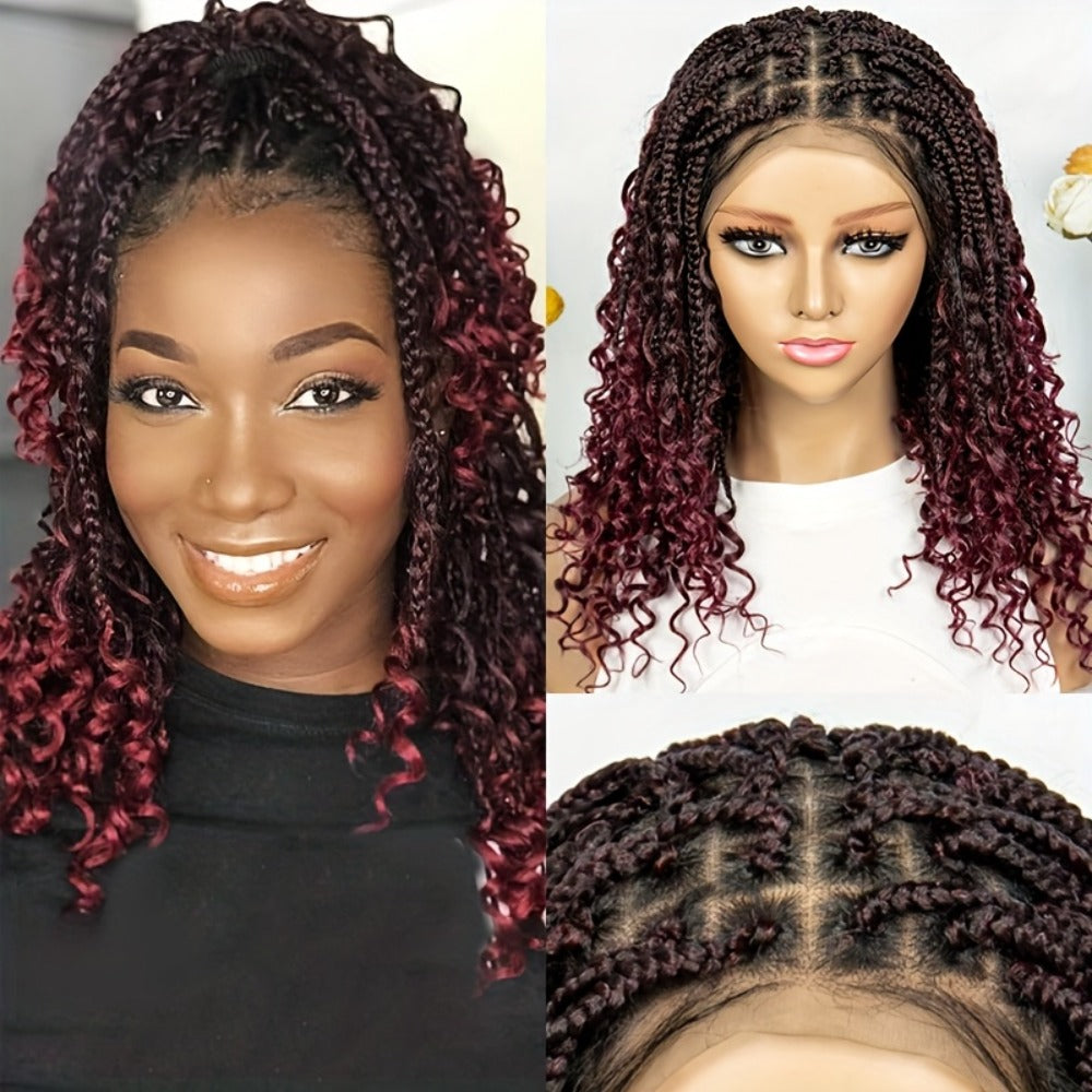 Goddess Square-Braid Wig with Curly Ends in 14- or 16-Inch Lengths and Black, Burgundy or Brown Colors — image 20