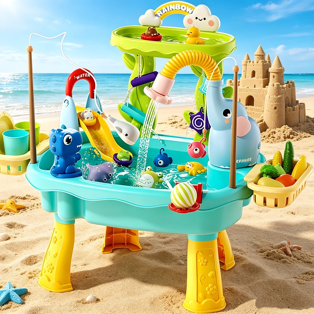 Kids Water Table Toy with Electric Pump & Faucet for Toddlers - Play Sink with Food Accessories & Fishing Toy — image 7
