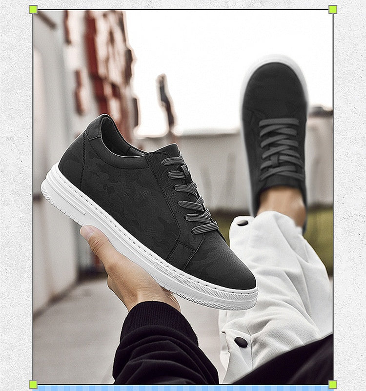 Mens Invisible Height Increasing Thick Soled Elevating Shoes Mens Casual White Trendy Athletic Sneakers