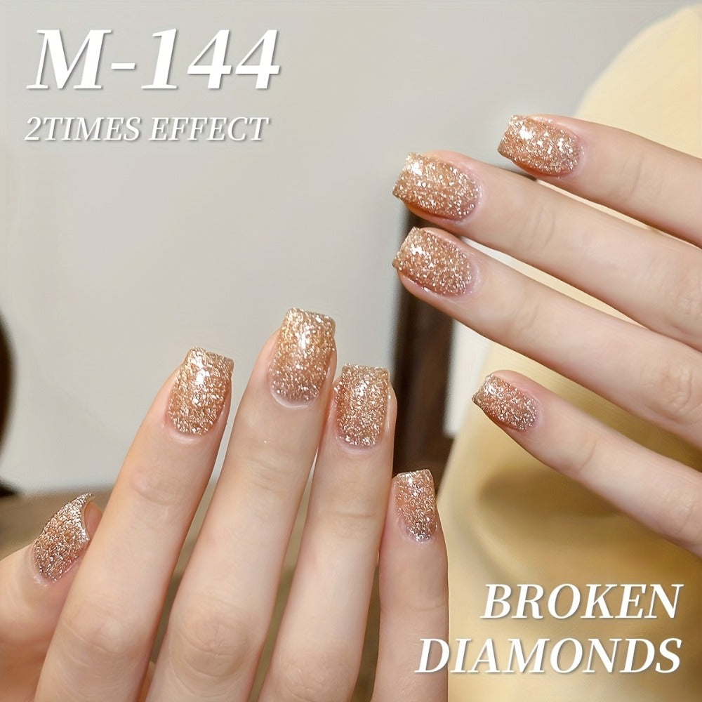 Gel Nail Polish 5-Color Pastel Diamond Glitter Set in Frame Bottles, Shades 140-144, with UV/LED Soak-Off Cure — image 8