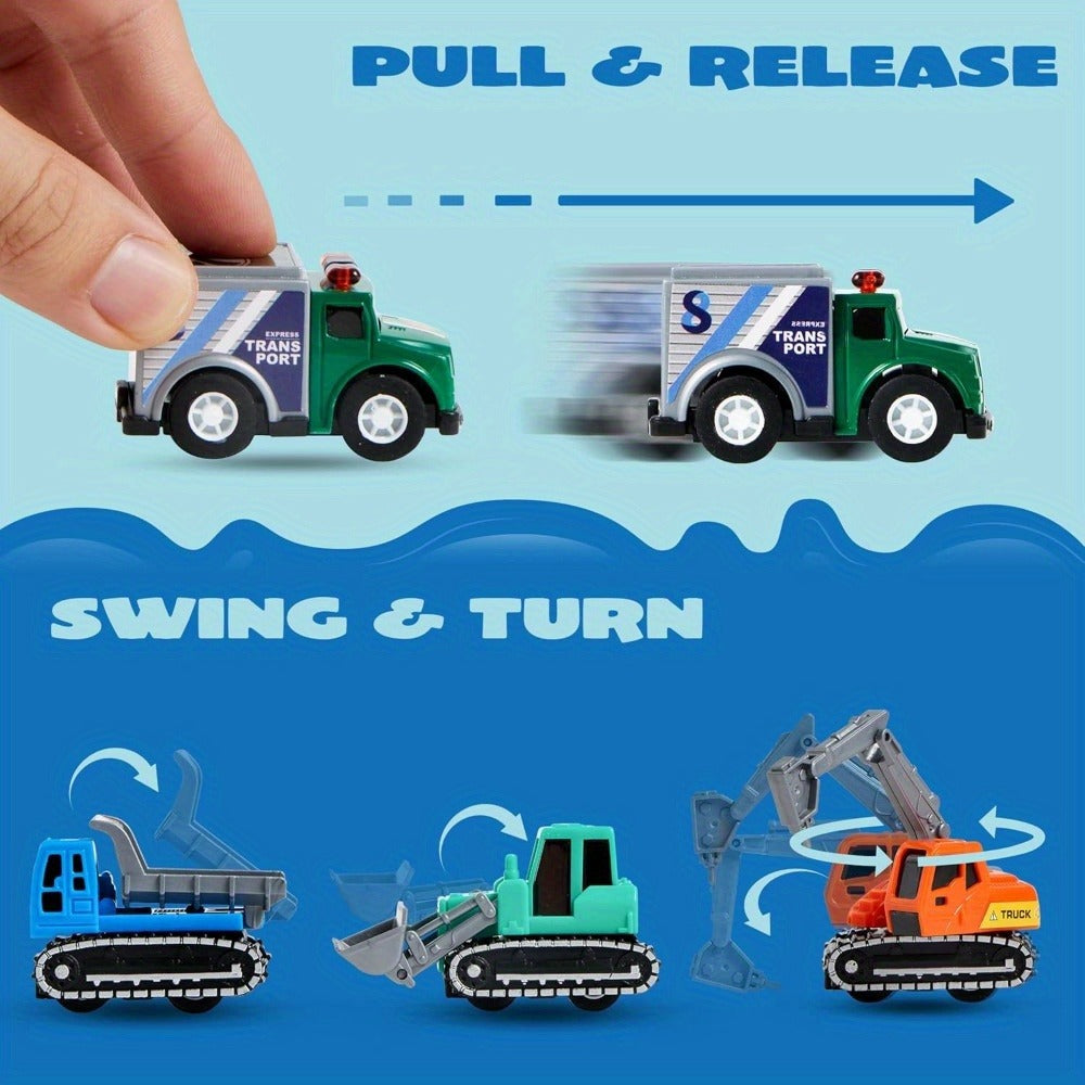 25PCS Pull Back Cars & Trucks Toy Vehicle Set for Kids, Fire Truck, Police Car, School Bus & More — image 5