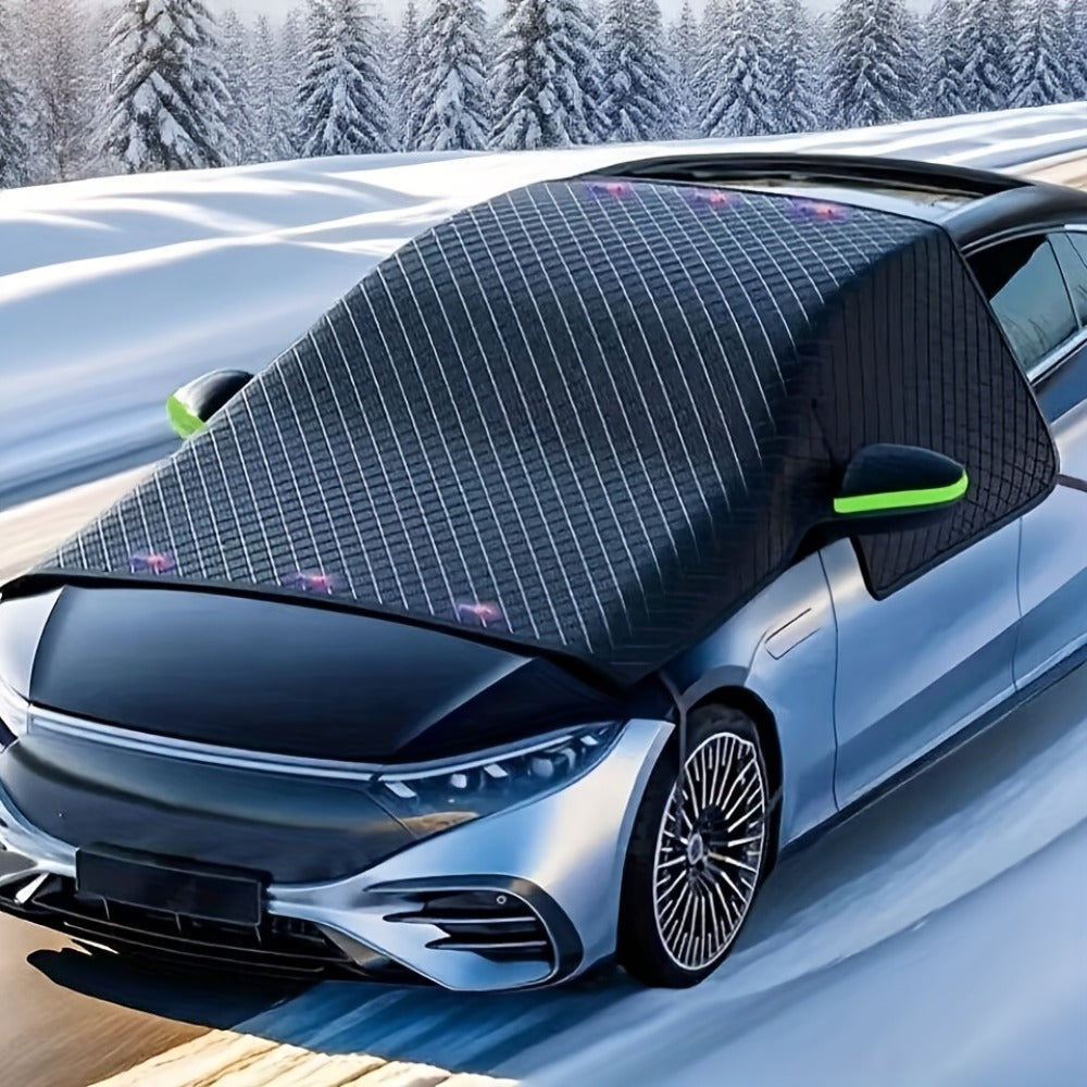 Magnetic Car Sunshade Cover Universal Fit – UV Blocking Heat Insulating Snow Wind Leaf Proof with Reflective Strips — image 1