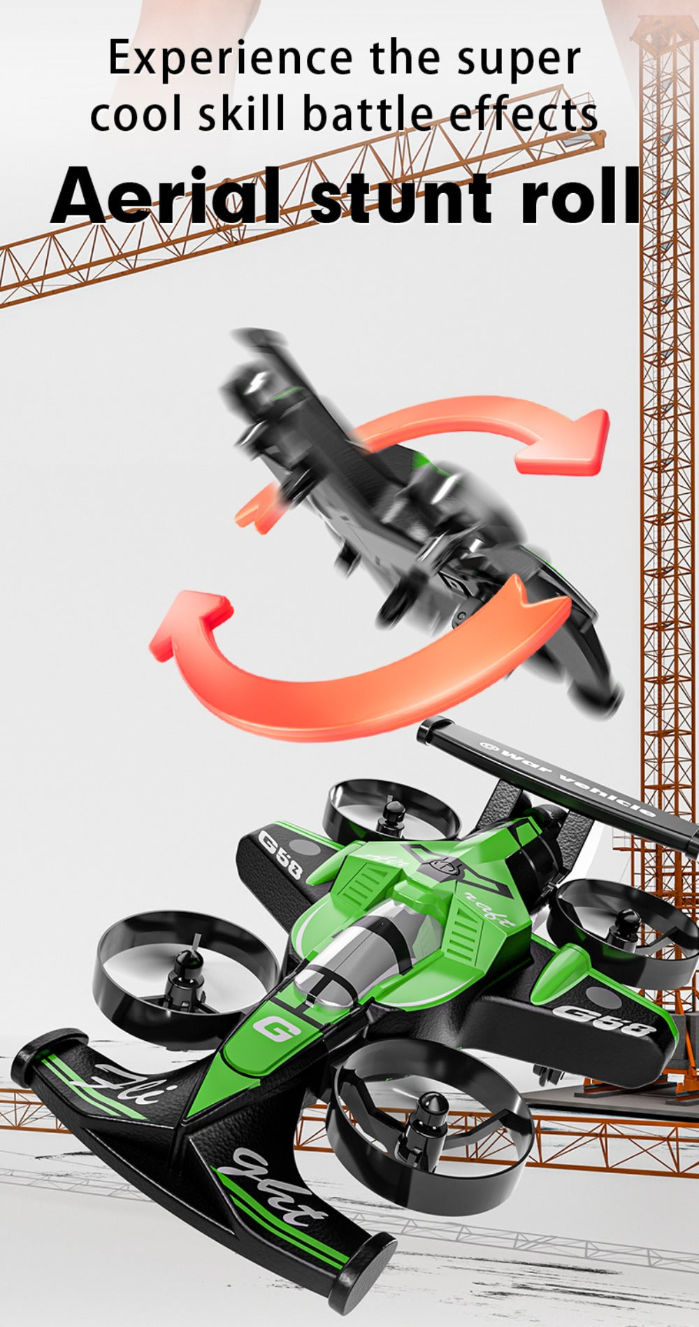 2-in-1 Mini RC Car and Drone Combo Dual Mode Switch One-Touch Takeoff Stable with the Listed Color, Size or Set Options for E
