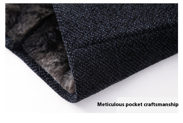 Temperament Lapel With Velvet Men's Woolen Coat