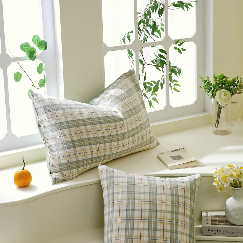 Washed Cotton Pillowcase Yarn-dyed Double-piece Types A And B Single Pillowcase