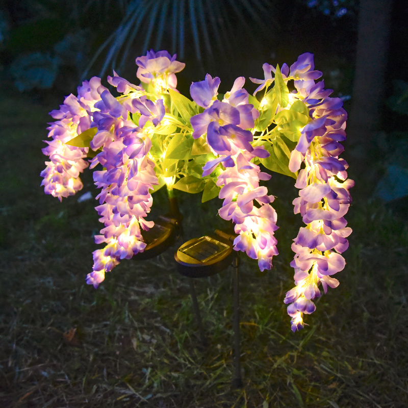 Solar Garden Lights 52-LED Wisteria Flower Stake with Two Modes and Six Color Options for Patio — image 12