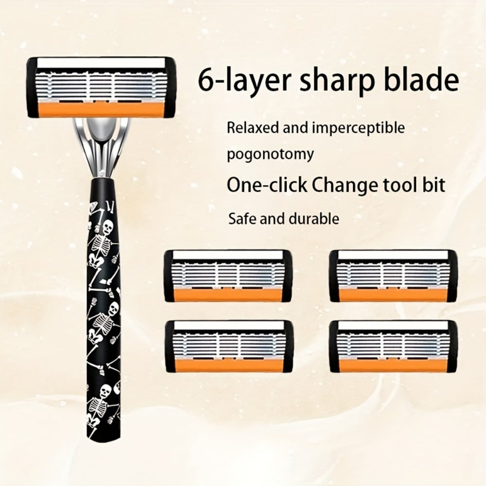 Safety Razor for Men 7-Layer Progressive Blades – Non-Slip Stainless Steel Handle Classic Double Edge Razor for Beard & Musta