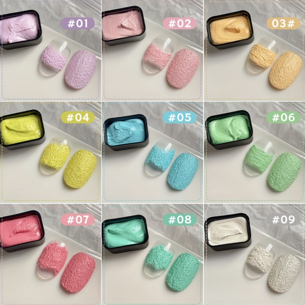 Plaster Texture Nail Art Gel Nine-Color Pastel Palette in a Compact Metal Case for Raised Sculpted Designs — image 2