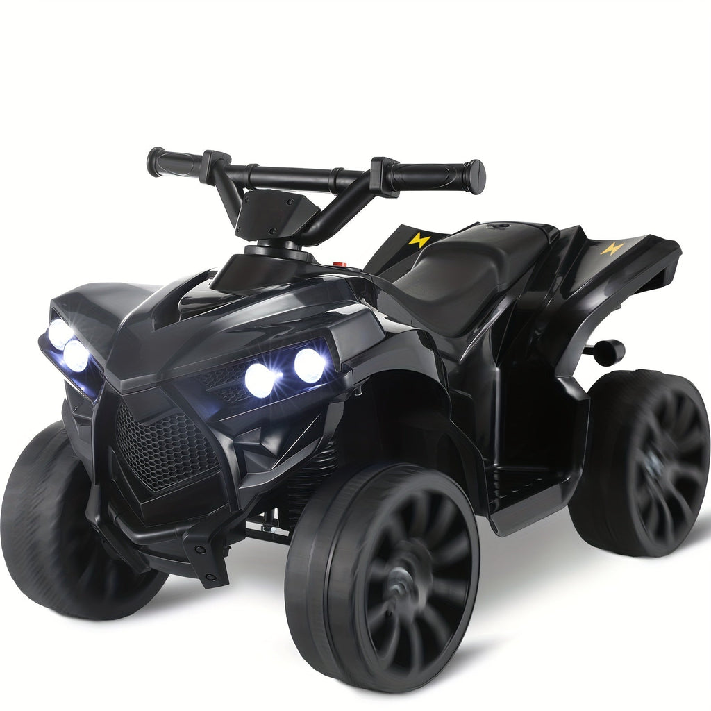 Kids Electric Ride-On ATV 4-Wheeler Quad with LED Headlights Foot Pedal Accelerator Anti-Slip Tires 55 lbs Capacity Outdoor B