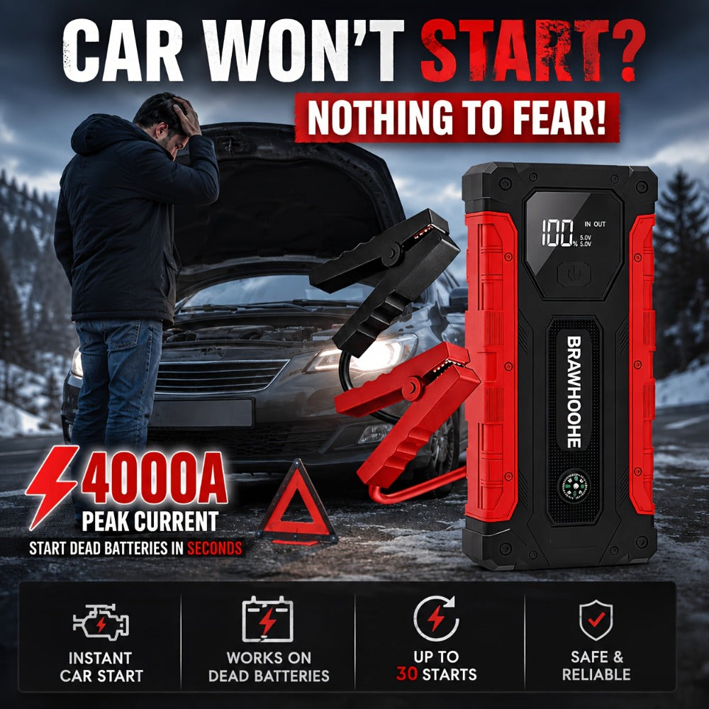 160PSI Air Pump Jump Starter 12V – Portable Car Emergency Starter, LED Light & Battery Charger, Winter Essential, 2 Styles — 