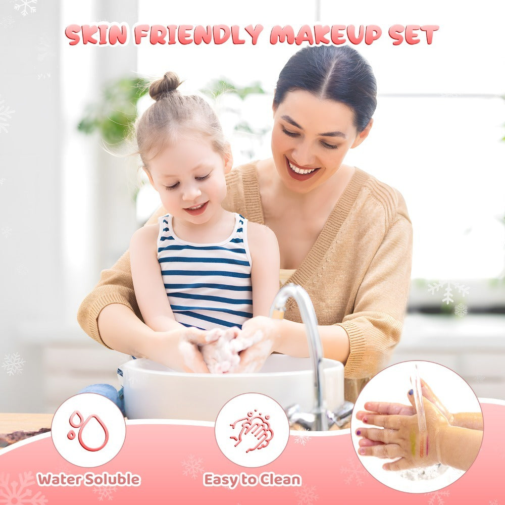 Princess Makeup Set for Girls Ages 3-12, 58 PCS Pretend Play Makeup Kit with Brushes & Case, Skin-Friendly Beauty Toy — image