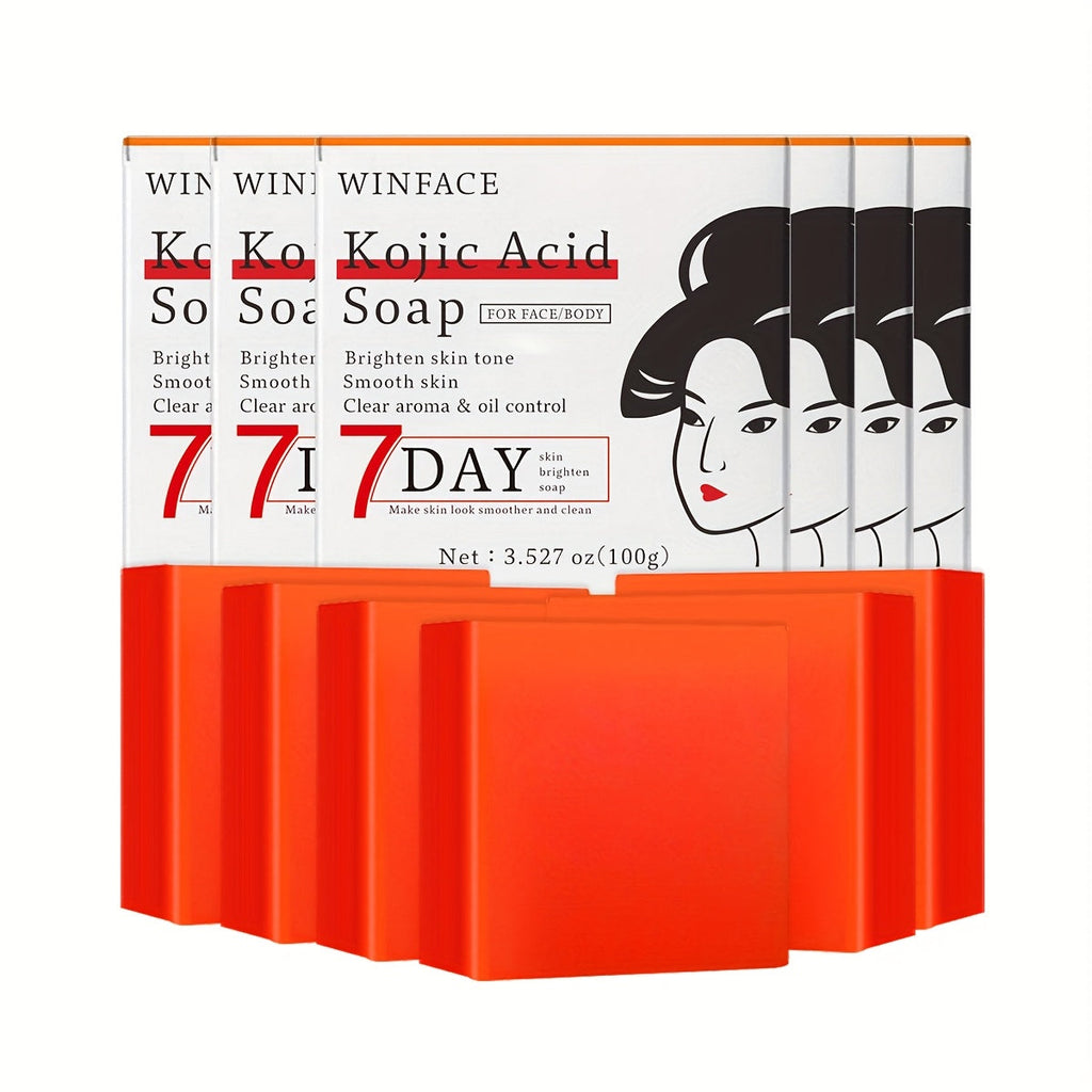 Kojic Acid Brightening Bar Soap 6-Pack – Rose Extract & Glycerin Formula for Dark Spots, Oil Control & Even Skin Tone | Moist