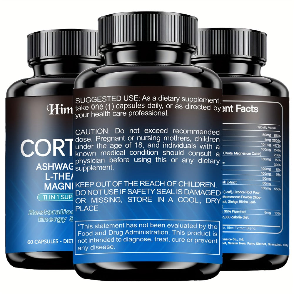 Rhodiola Ashwagandha Stress Capsules with L-Theanine & Magnesium, Cortisol Balance, Deep Sleep & Mood Support Supplement for 