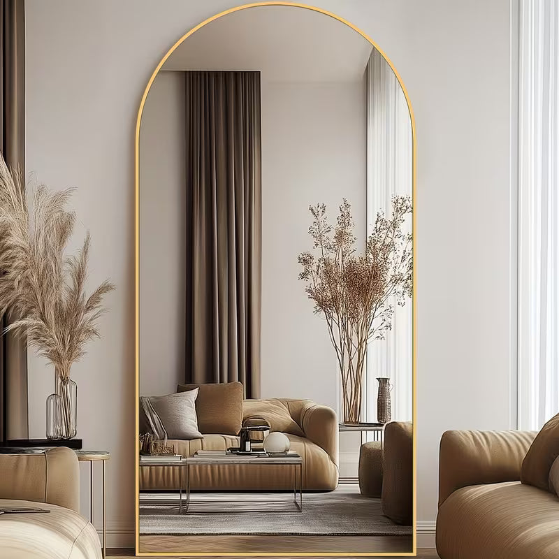 Oversized Arched Full Length Floor Mirror with Stand