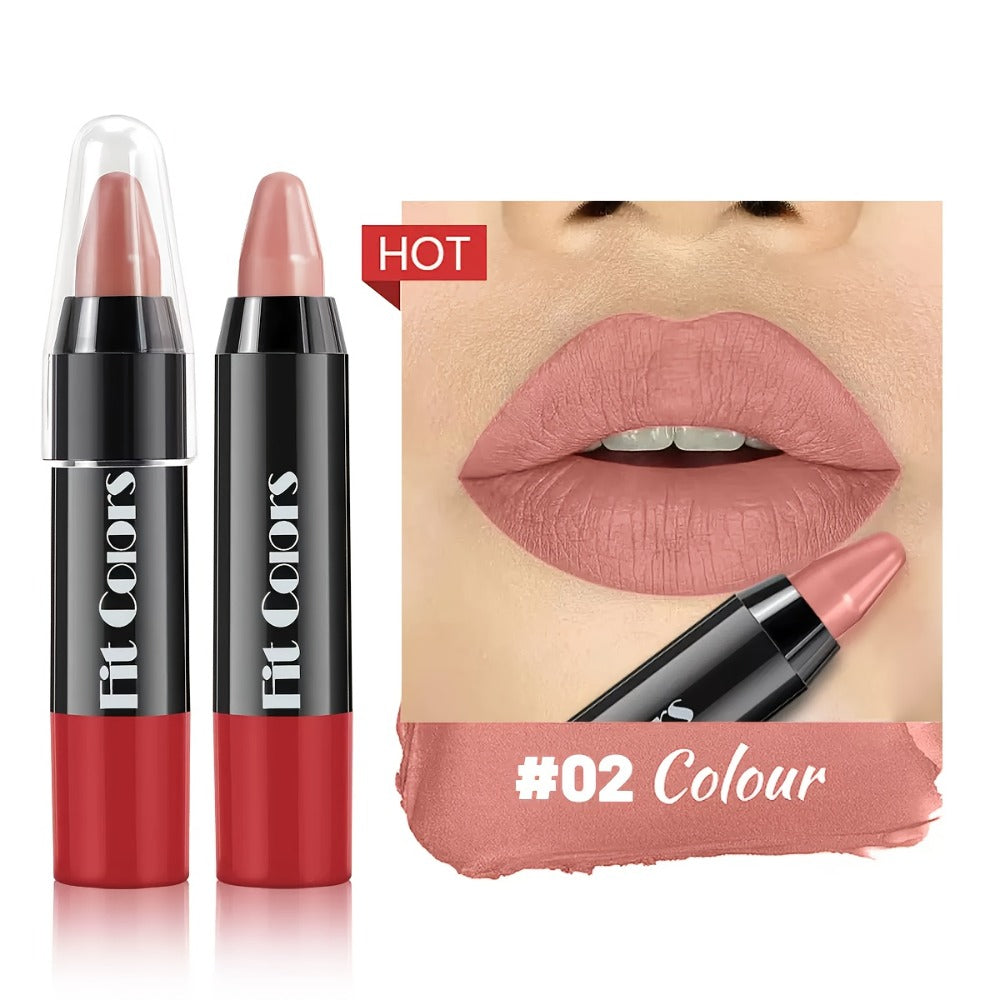 Squalane Crayon Lipstick Set 6 Pcs, Matte & Glossy Lip Pencil with Volumizing Formula, Easy Color Lip Liner for All Skin Type