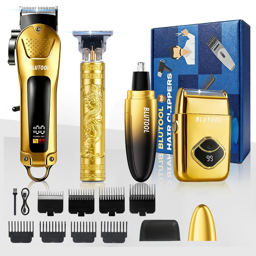 Men's Grooming Kit Hair Clipper & Electric Shaver USB Rechargeable Cordless LED Display – Precision Beard Trimmer Face Shaver