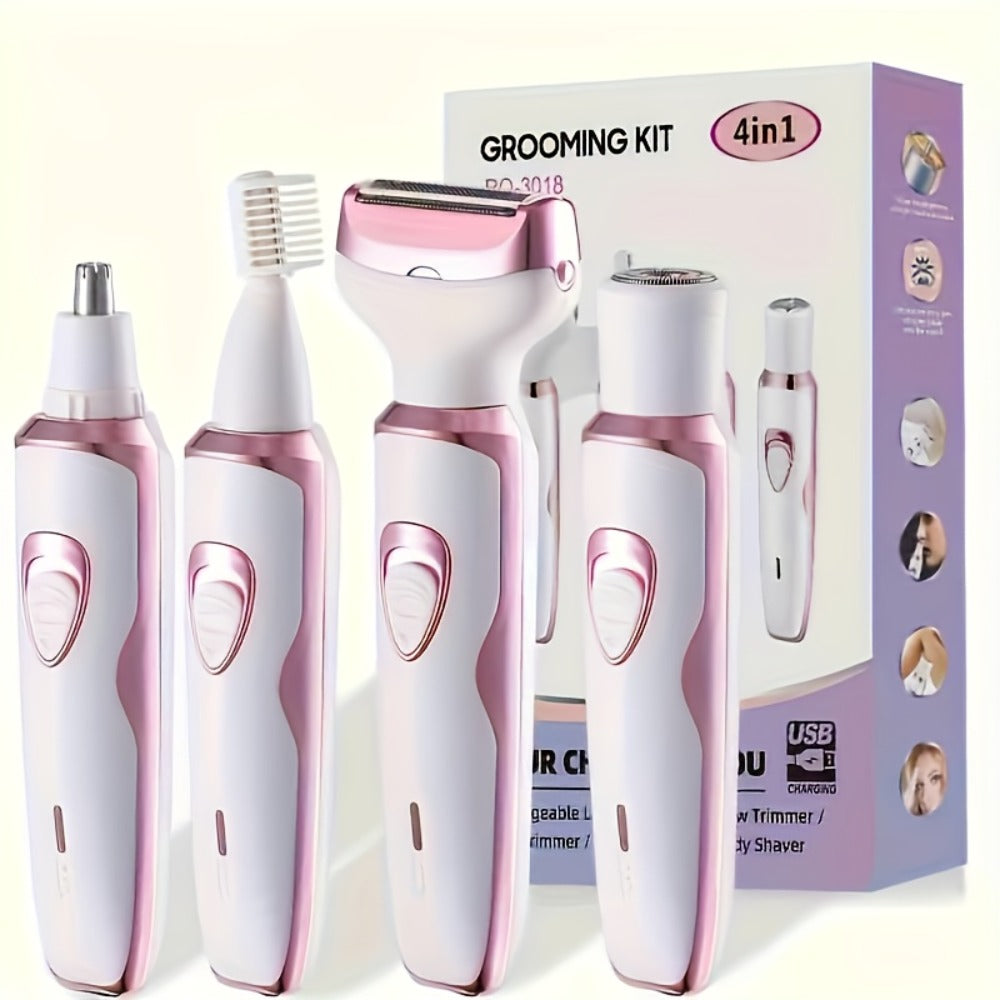 Rechargeable Facial Hair Remover Set for Women with Pink and Purple Multi Tool Options for Grooming — image 3