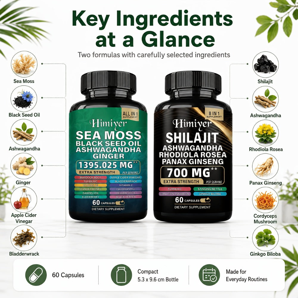 Sea Moss & Shilajit Supplement Bundle 10 Bottles, 12-in-1 Sea Moss + 8-in-1 Shilajit with Ashwagandha — image 6