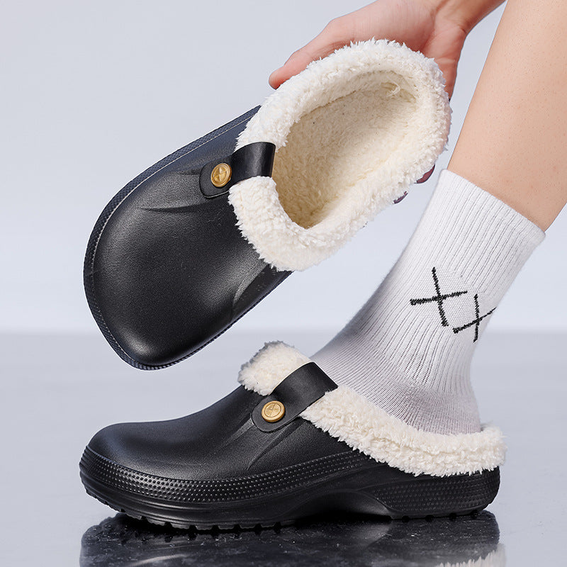 Mens Fleece-Lined Cotton Slippers For Home