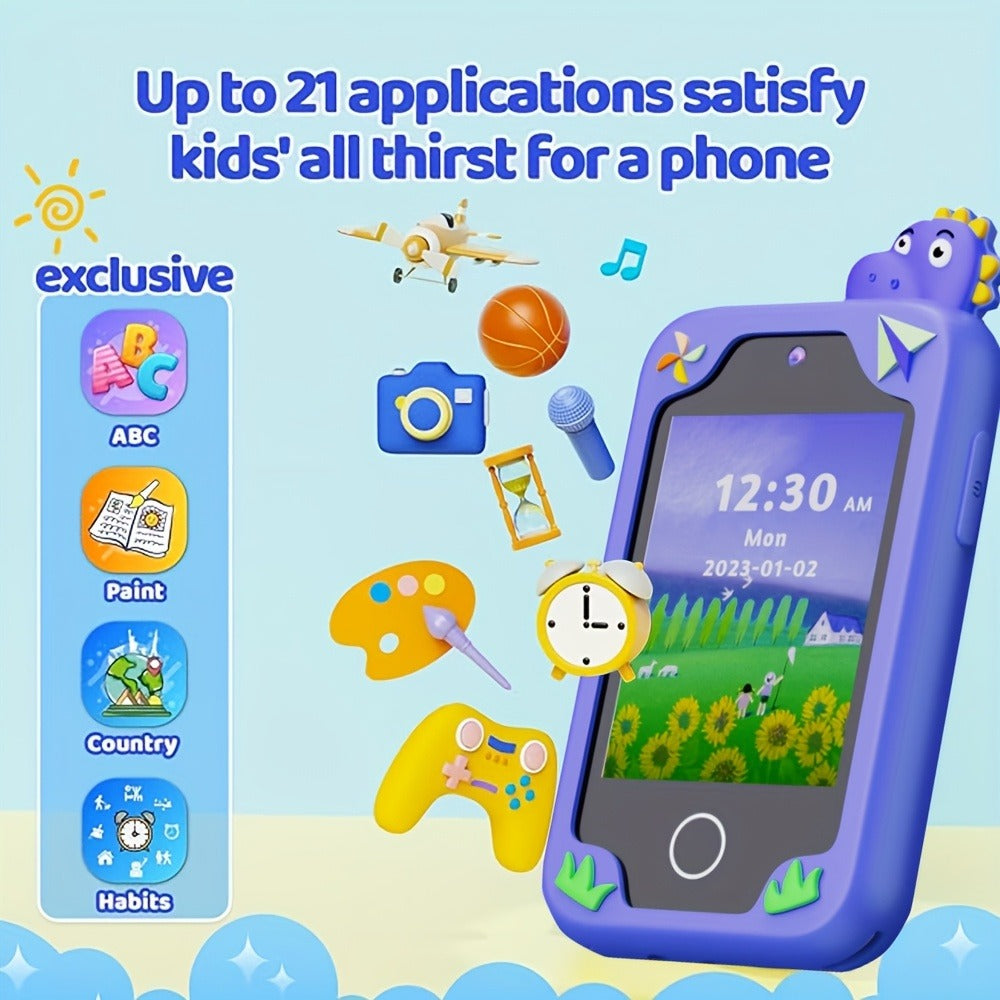 Kids Dinosaur Toy Phone with 8GB, HD Touchscreen & Dual Camera, Educational Travel Toy Cell Phone for Boys & Girls — image 7