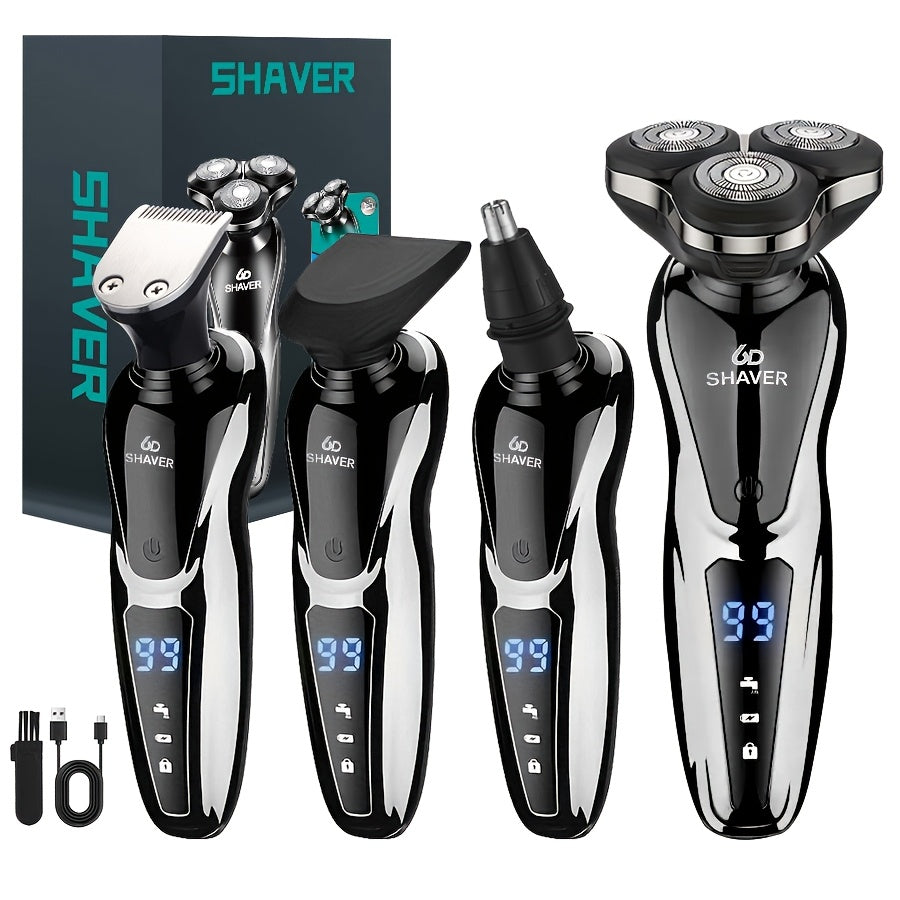 Black Three-Head Rotary Shaver with Digital Display in Standalone, Three-Piece or Four-Piece Sets — image 14