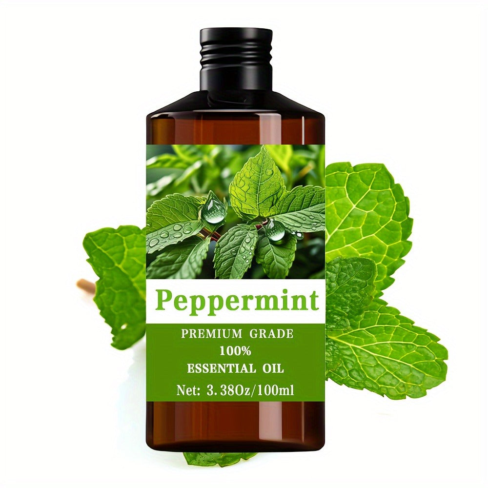 Essential Oil for Diffuser, Peppermint Cool Minty Aroma in 100ml Bottle for Diluted Topical, Diffuser and Massage Use — image
