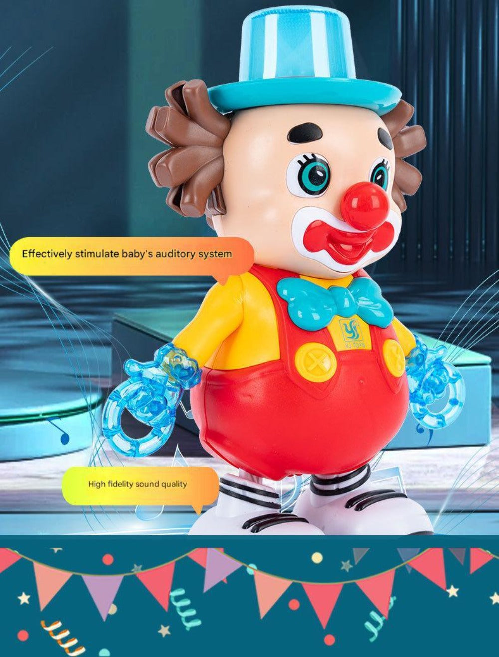 Dancing Clown Toy Doll with Light & Music, Swinging Fidget Toy for Kids Boys & Girls, Funny Weird Halloween Decoration — imag