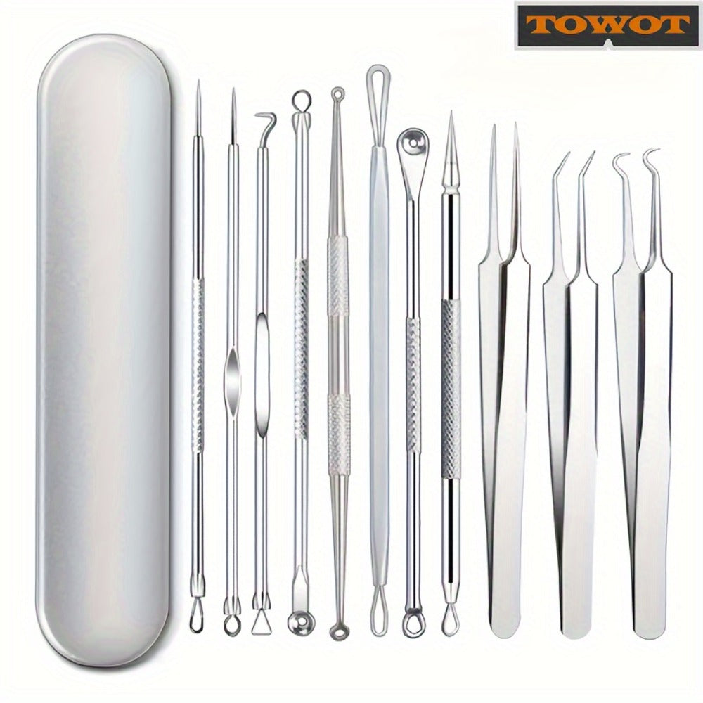 Blackhead Remover Tool Kit 11PCS Stainless Steel Pimple Popper Extractor - Professional for Bath Time, Home Spa and Personal 