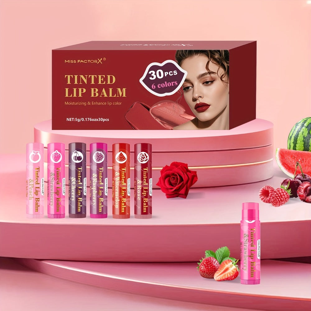 MISS FACTOR 30-Piece Tinted Lip Balm Set with Capped Tubes Organized into Six Color Groups — image 2