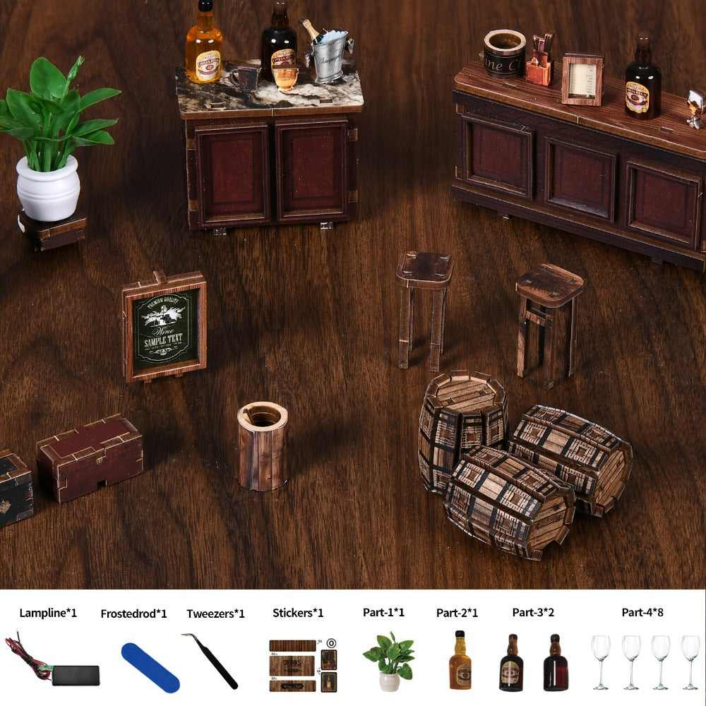 Corner Lounge Book Nook Kit with 327-Piece Tavern Storefront Scene, Illuminated Interior and Touch Switch — image 7