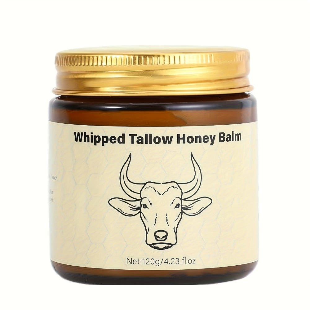 Whipped Beef Tallow Balm for Face & Body 4oz – Grass-Fed with Honey, Natural Non-Greasy Deep Moisturizer for Dry & Sensitive 