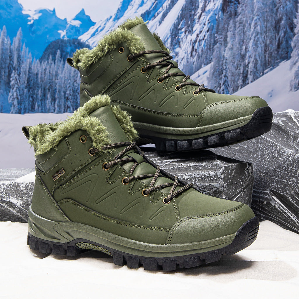Mens Plus-Size High-Top Fleece-Lined Thermal Cotton Shoes