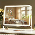 LED Vanity Mirror, Rectangular Tabletop Makeup Mirror with Touch Dimming and Three Light Colors on a Rotating Stand — image 1