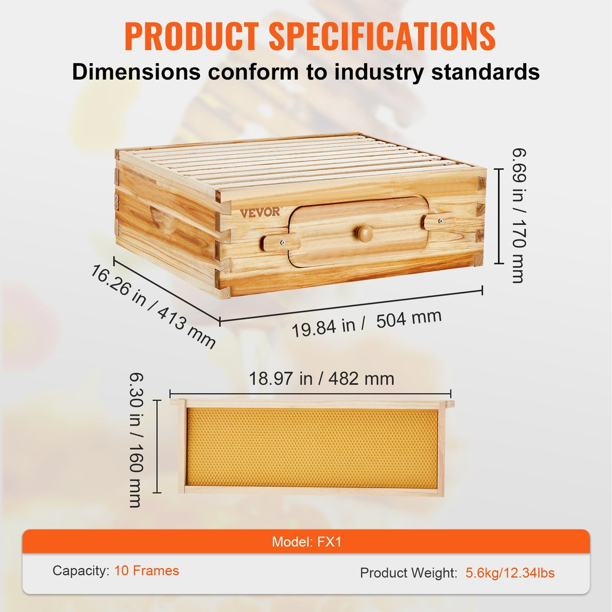 Beehive Kit 10 Frame Cedar Wood Bee Hive with Transparent Windows & Beeswax Coating, for Garden, Yard and Pest Management — i