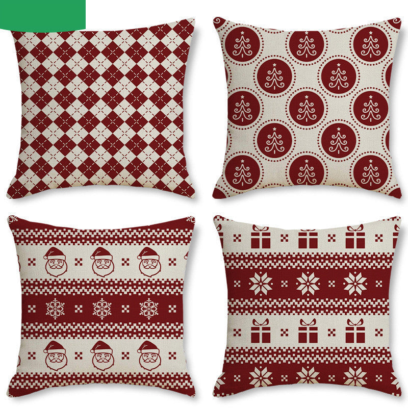 Christmas Linen Stripe Pillowcase – 45x45 cm Cushion Cover