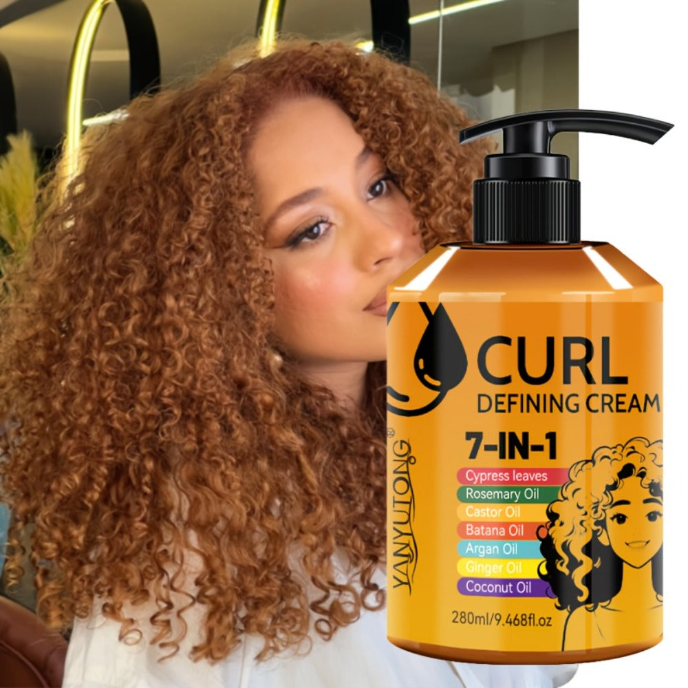7-in-1 Moisturizing Curl Cream Anti-Frizz Flexible Hold Styling Cream for Wavy Curly Coily Hair – Non-Sticky Elasticity Curl 