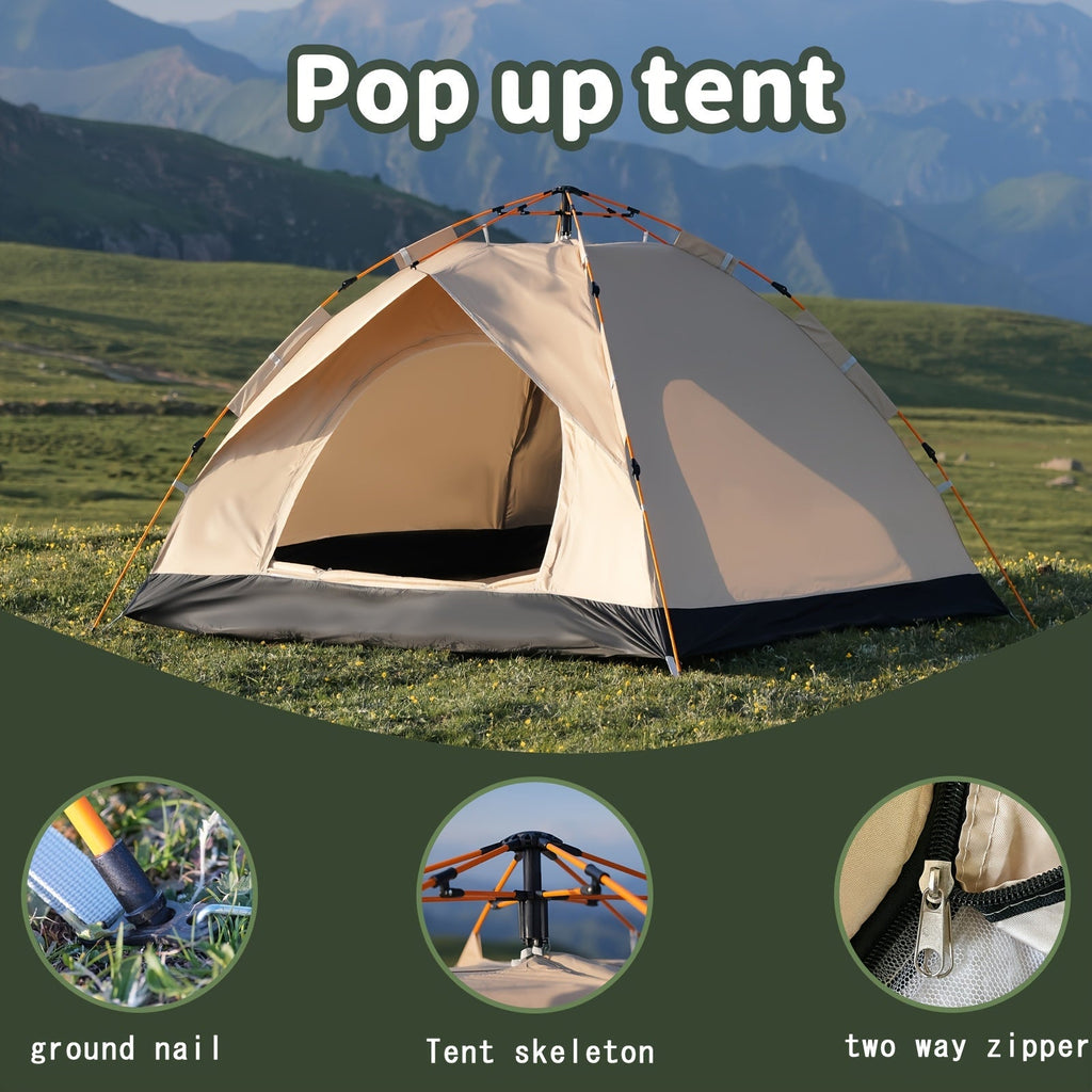 Camping Tent 4-Person Polyamide Pop-Up with Two Doors, Optional Windows and Small or Large Sizes — image 3