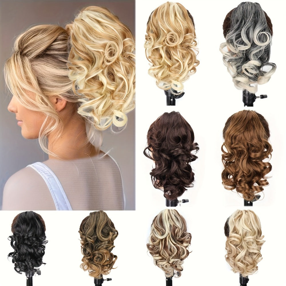 Hair Extensions Curly 8-Inch Synthetic Ponytail with Claw Clip and Eight Dark, Brown and Blonde Colors — image 2