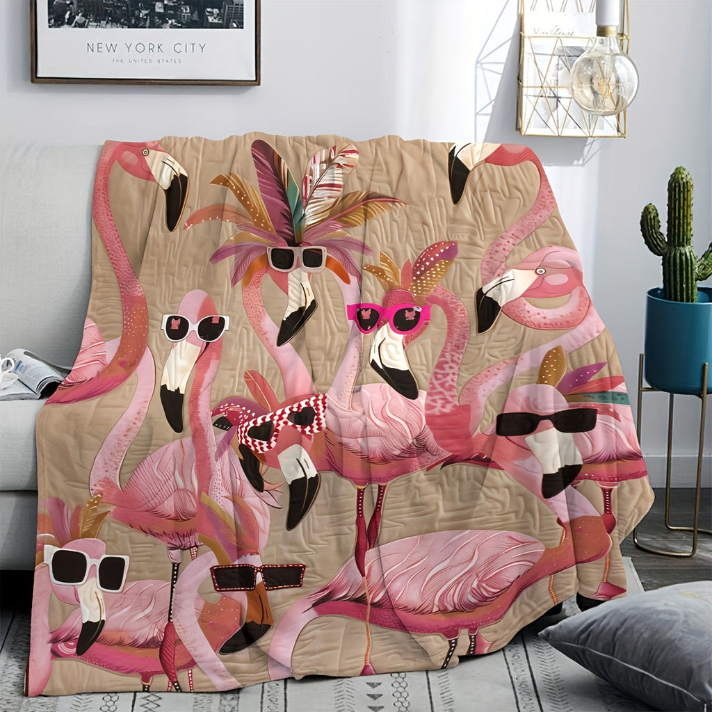 Flamingo Print Flannel Throw Blanket 250-300GSM Soft — image 2