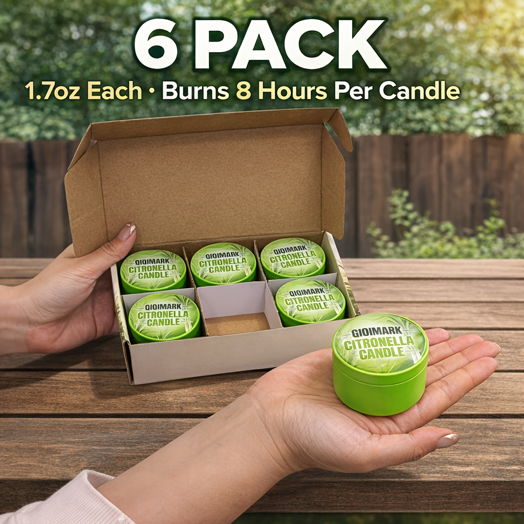 Citronella Candles Outdoor 6 Pack - 1.7 Oz Each, Burn Time, Infused with Citronella Essential Oil for Patio — image 6