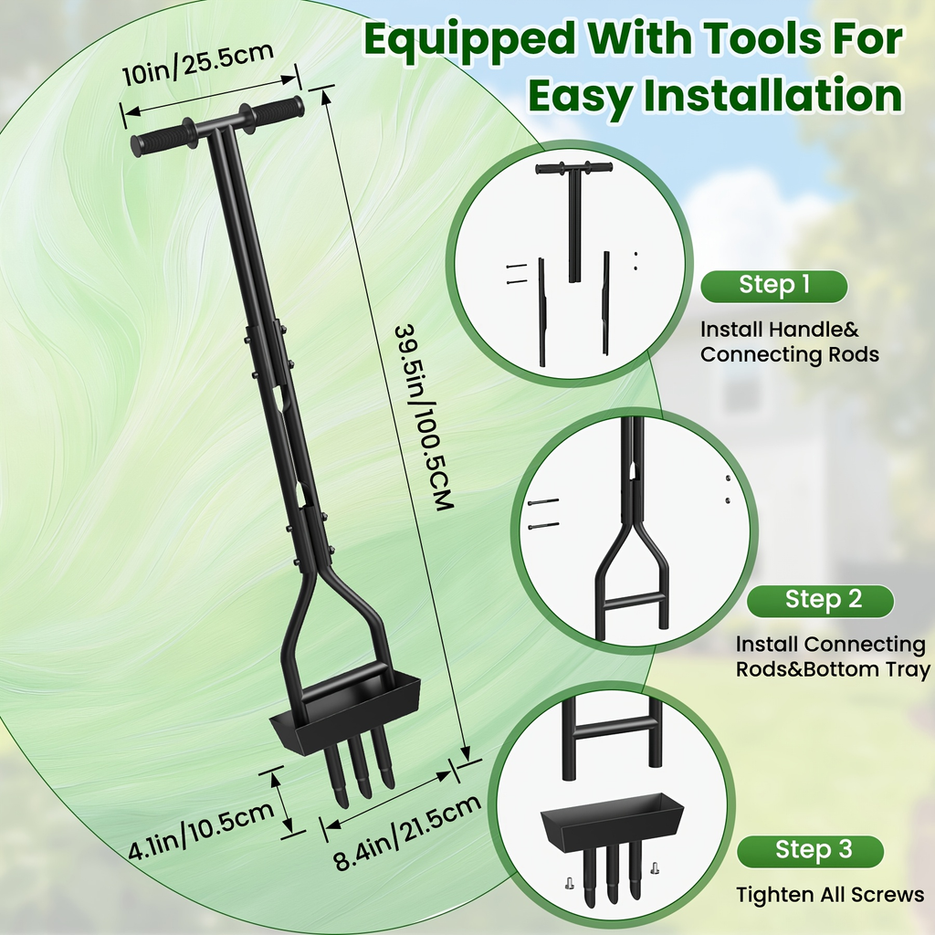 Step Spike Aerator 38" Three-Hole Core Aeration Tool for Lawn Care — image 2