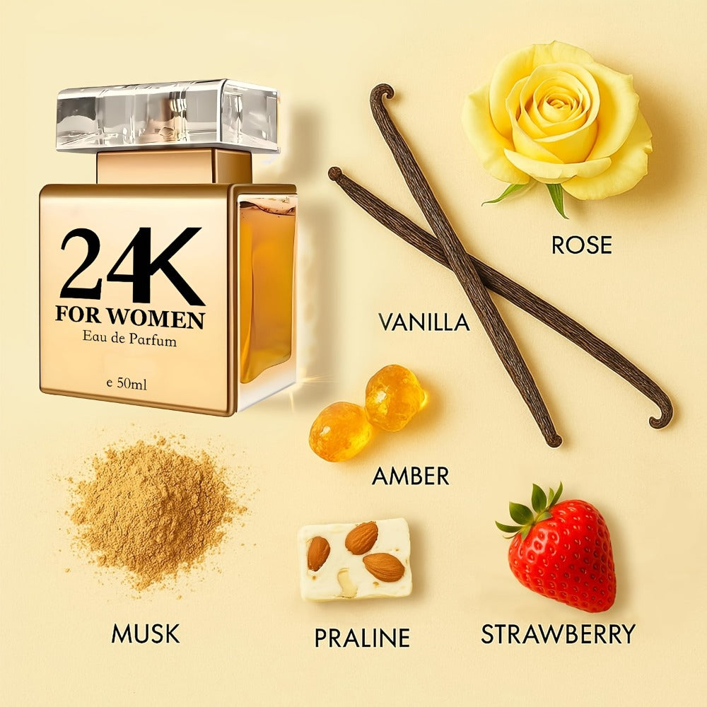 Perfume for Women in 24K-Labeled Gold-Tone Rectangular Bottle with Eau de Parfum Spray Gift Presentation — image 6