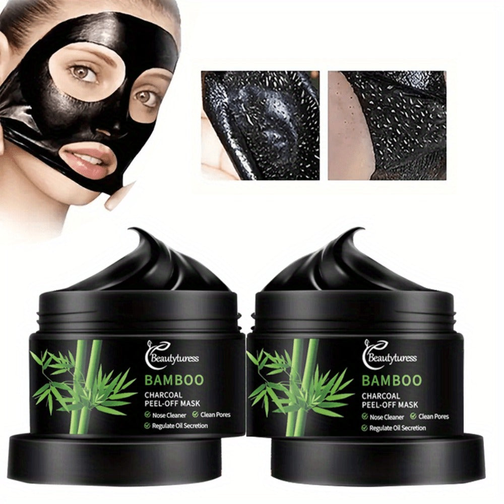 Bamboo Charcoal Clay Face Mask Deep Cleansing Pore Minimizing Oil Control Blackhead Remover for Bath Time, Home Spa and Perso