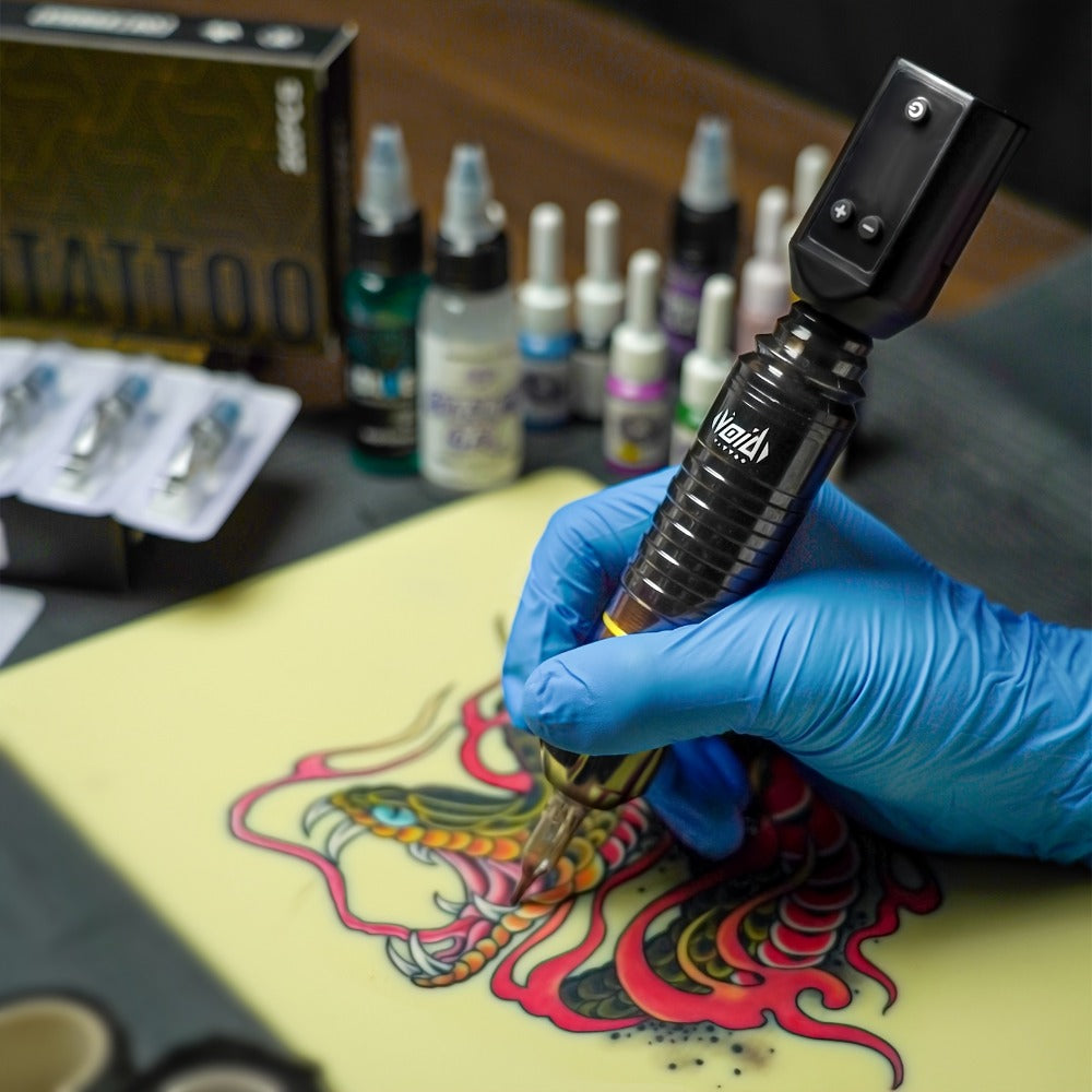 Tattoo Machine Kit VOID WTK421 or WTK422 Cordless Rotary Pen with USB-C, 20 Cartridges, 5 Inks and Practice Supplies — image 